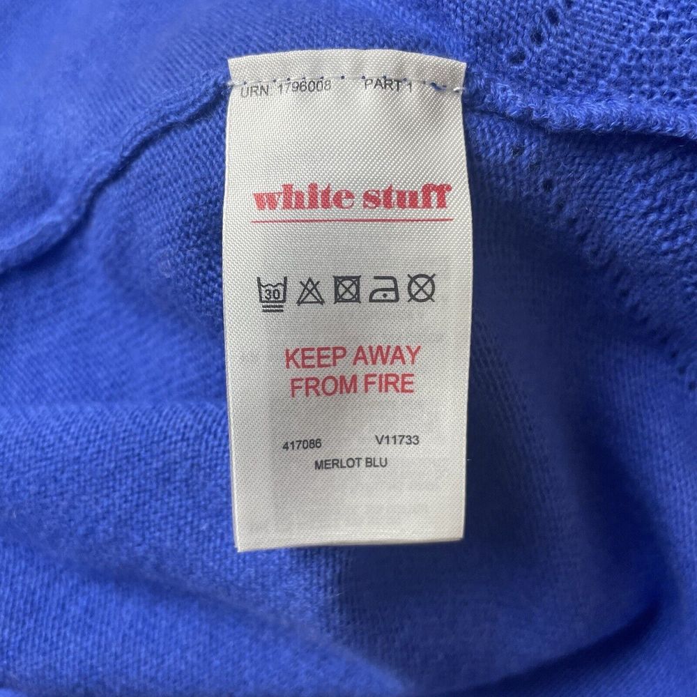 White Stuff Jumper Size 10 Lambswool Cashmere Blend Merlot Blue Xmas Festive - Picture 12 of 13